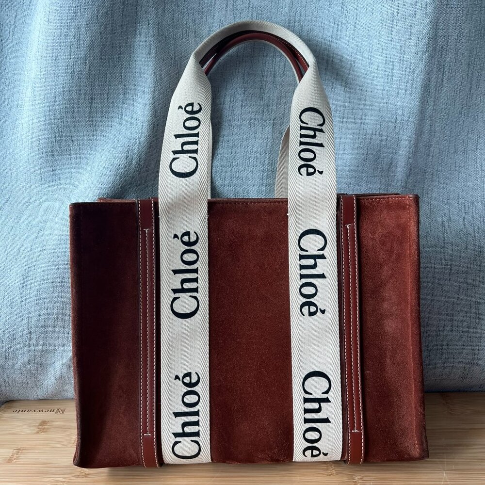 Chloe Medium Suede Woody Tote